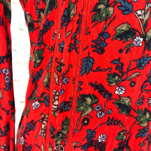 Hinge Red Floral Blouse Size Small - Picture 7 of 11